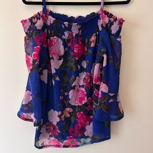 INC International Concepts Blue and Pink Floral Blouse